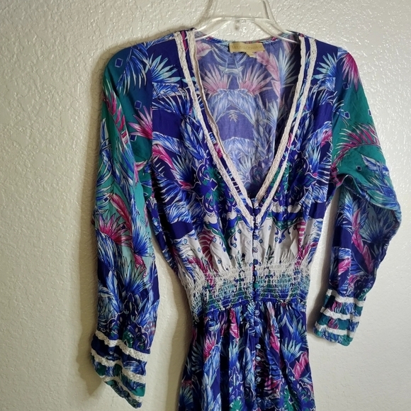 Melissa Odabash Caroline V Neck Bottom Down Boho Maxi Dress Sz M - Picture 3 of 12